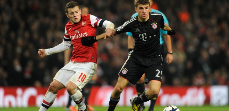 Jack Wilshere of Arsenal and Thomas Muller of Bayern Munich.