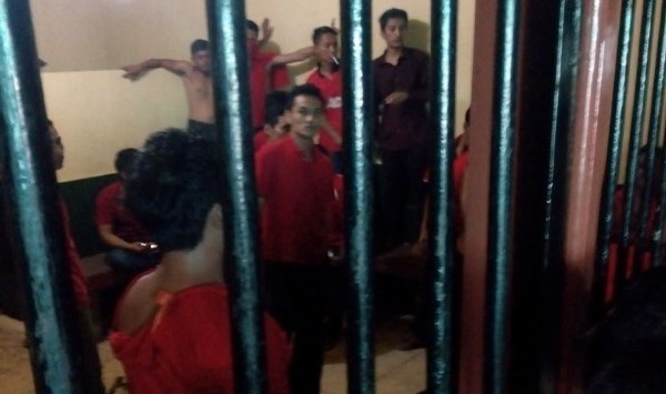Suasana tahanan di Pengadilan Negeri Jambi usai baku hantam para tahanan. 