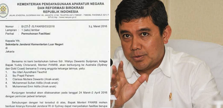 Surat Menteri Yuddy ke Kemlu