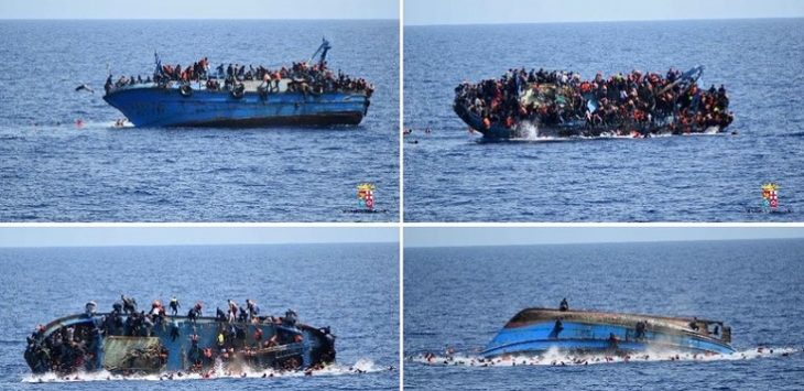 momen kapal migran Libya terbalik di Laut Mediterania. (dtc)