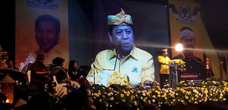 Setya Novanto Saat di Pelantikan Golkar Jawa Barat.