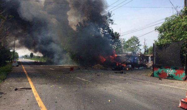 Pos jaga di selatan Thailand diserang bom bunuh diri. Foto: thenations