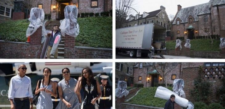 Kesibukan di rumah baru Barack Obama dan keluarga. (AFP, DAILY MAIL)