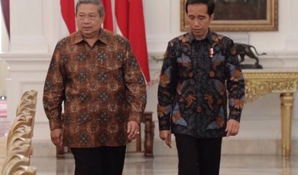 Presiden Joko Widodo bersama Susilo Bambang Yudhoyono di Istana Negara, Kamis (9/3/2017). Foto: Twitter