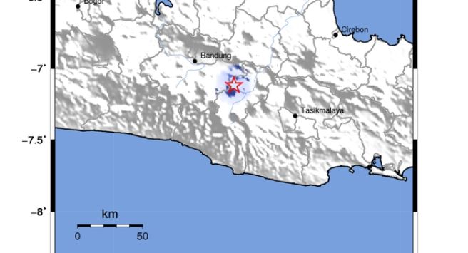 Peta gempabumi kabupaten bandung. Foto: BMKG