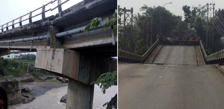 Jembatan ambruk di Jalan Transyogi Cibubur-Cianjur. Istimewa