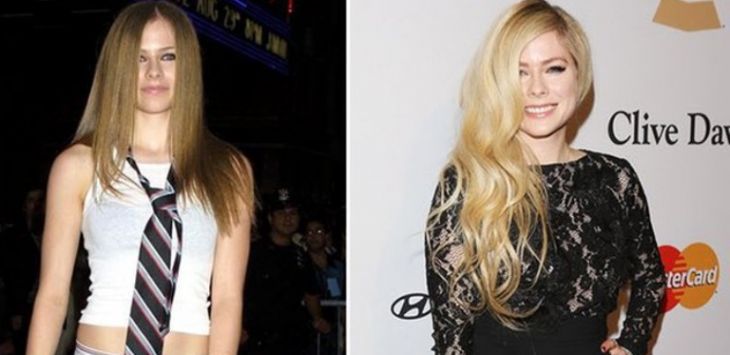 Avril Lavigne pada 2002 (kiri) dan tampilannya pada 2016. Foto tersebut sering dijadikan 