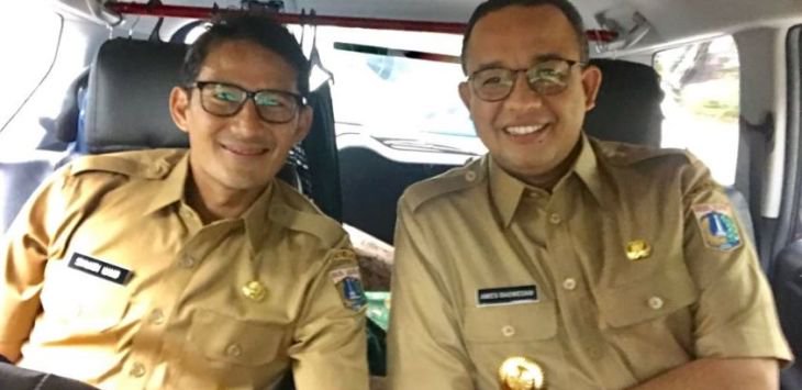 Gubernur dan Wakil Gubernur DKI Jakarta Anies Baswedan dan Sandiaga Uno. Foto via @aniesbaswedan