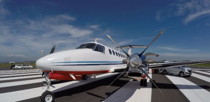 Pesawat Beechcratf King Air B350- i yang mendarat di Bandara Kertajati 