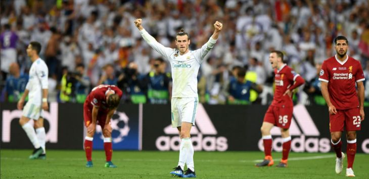 Gareth Bale saat final Liga Champions 2017/18 di NSC Olympiysky Stadium, Kiev, Minggu (27/5/2018) dini hari WIB. (Twitter ChampionsLeague)