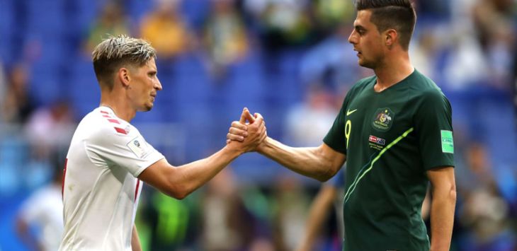 Duel Denmark lawan Australia berakhir imbang. (Foto : www.fifa.com)