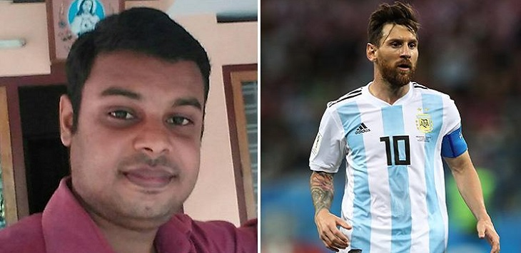 Dinu Alex (30) fans berat Lionel Messi, sempat menghilang dua hari lalu jasadnya ditemukan mengambang di sungai. (the sun)