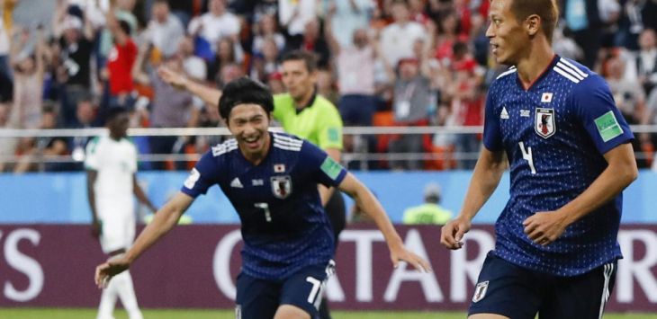 Jepang bermain imbang 2-2 dengan Senegal di fase Grup H Piala Dunia 2018. Foto:Bola.com