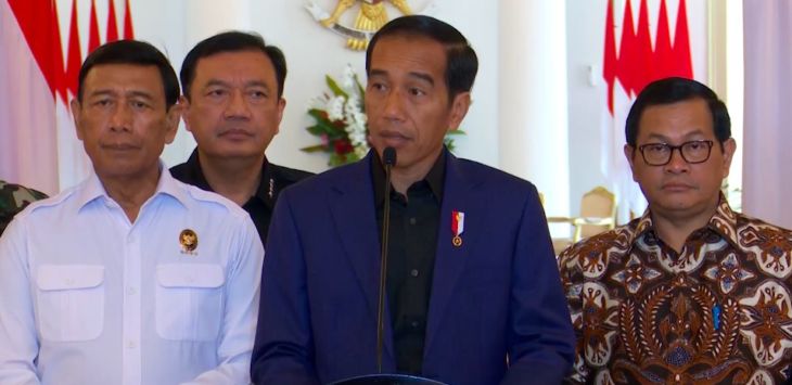 Presiden Jokowi saat memberikan konferensi pers terkiat kerusuhan Mako Brimob, Kamis (10/5/2018). Foto: Setgab