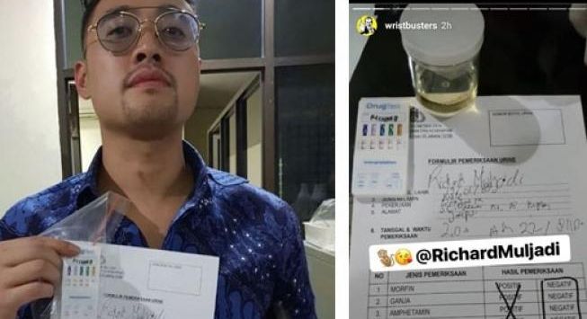 RAM alias Richard terbukti positif menggunakan narkoba.