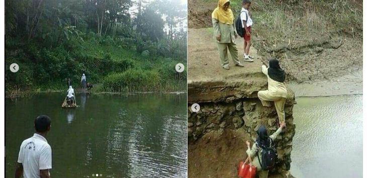 Foto kondisi di kampung Cikaroya yang viral di media sosial