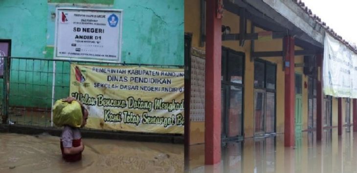 SDN 1 Andir Kabupaten Bandung terendam banjir. 