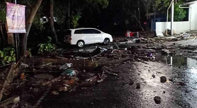 Salah satu kondisi wilayah di pesisir Banten yang diterjang tsunami, Sabtu (22/12/2018).