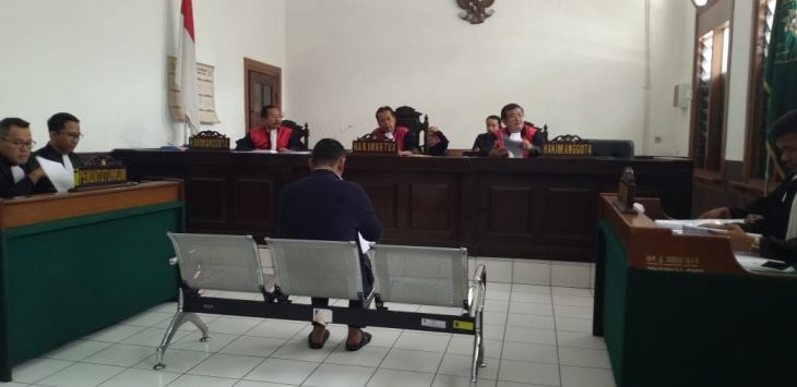 : Fahmi Darmawansyah terdakwa penyuap kalapas Sukamiskin saat pembacaan Justice Collaborator di PN Bandung, Jalan LL RE Martadinata, Kota Bandung, Rabu (6/3/2019).