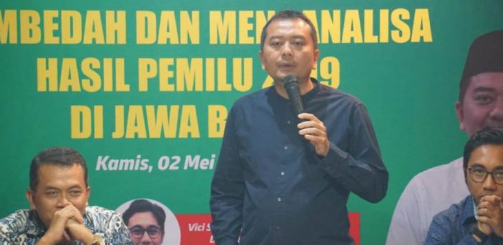 Ketua DPW PKB Jawa Barat, Syaiful Huda memaparkan tentang suara PKB Jabar yang melonjak 100 %. Foto:Istimewa