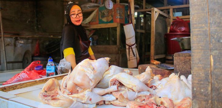 Ilustrasi: Pedagang daging ayam potong di pasar Tagog Padalarang KBB, Foto: Dok. Radar Bandung