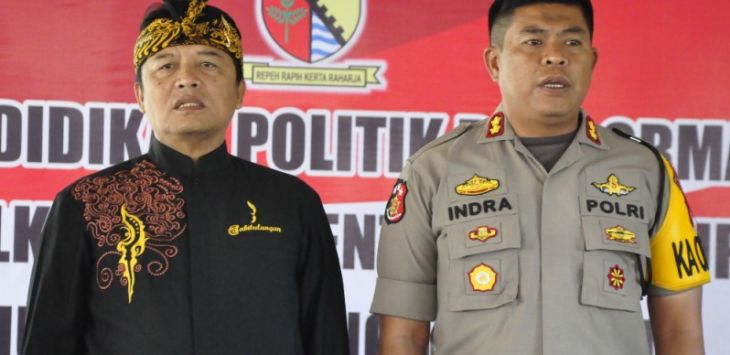 Bupati Bandung Dadang M Nasser, Kapolres Bandung AKBP Indra Hermawan menghadiri deklarasi Ormas se-Kab Bandung, Kamis (17/10/2019). Foto:Istimewa