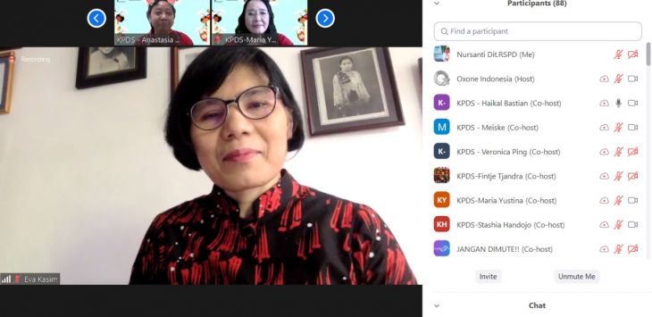 VIRTUAL: Direktur Rehabilitasi Sosial Penyandang Disabilitas Kementerian Sosial RI, Eva Rahmi Kasim saat peringatan acara World Down Syndrome Day secara virtual. (foto: IST)