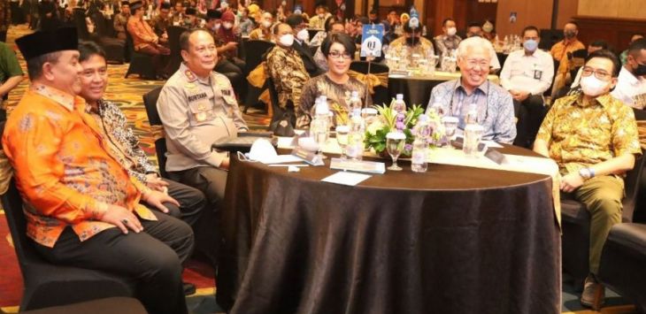 Ketua Apindo Jawa Barat, Ning Wahyu Astutik saat menghadiri acara Halal Bi Halal Apindo Jabar di Kota Bandung, Senin (6/6/2022). 