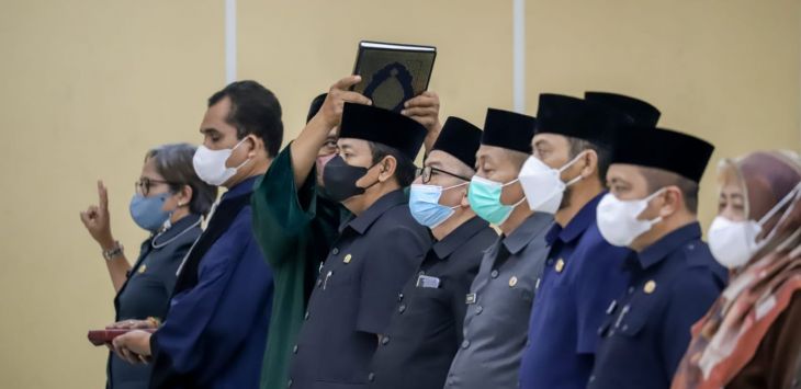 Suasana pelantikan 253 Aparatur Sipil Negara Dilantik 253 Aparatur Sipil Negara (ASN) di lingkungan pemerintah Daerah Kota Cimahi tahun 2022. di gedung Cimahi Technopark Jl. Baros Utama No.78, Leuwigajah, Kota Cimahi.