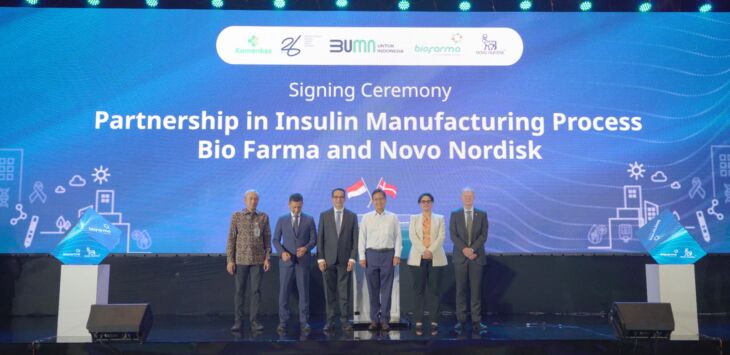 Novo Nordisk Indonesia dan Bio Farma mengumumkan penandatanganan nota kesepahaman (MoU) untuk bekerja sama dalam proses produksi obat diabetes di Indonesia.