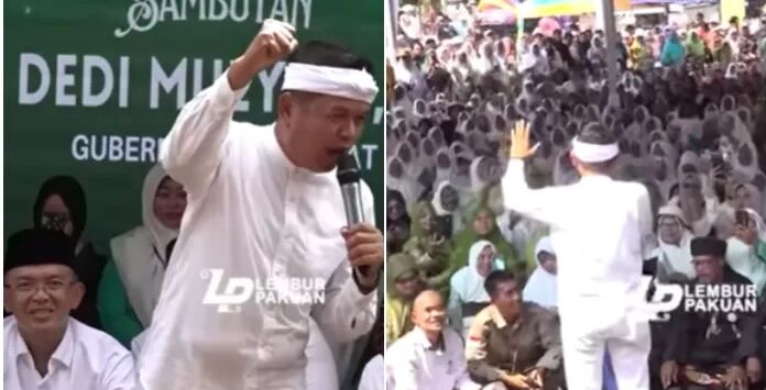 Gubernur Jawa Barat Dedi Mulyadi saat menyampaikan pidato di Pondok Pesantren Al Mizan Jatiwangi, Kabupaten Majalengka. Foto : Tangkapan Layar YouTube Kang Dedi Mulyadi Channel

