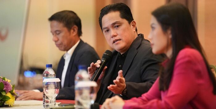 Ketua Umum PSSI, Erick Thohir, menyampaikan apresiasi atas respons positif Konfederasi Sepak Bola Asia (AFC) yang memenuhi permintaan Indonesia terkait penyesuaian jadwal pertandingan tim nasional pada babak keempat Kualifikasi Piala Dunia FIFA 2026 zona Asia di Grup B. Foto : Dokumentasi PSSI

