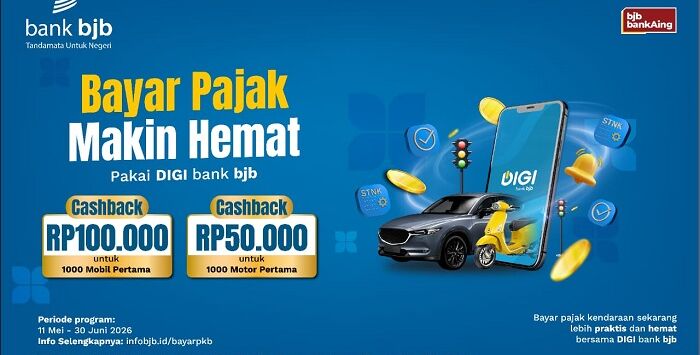 


Promo dan layanan terbaik terus dihadirkan bank bjb bagi masyarakat. Salah satu program terbaru yang dihadirkan adalah promo cashback pembayaran Pajak Kendaraan Bermotor melalui aplikasi DIGI bank bjb. Foto : Dokumentasi bank bjb



